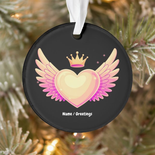 Coeur d'ange avec ailes roses Cool et couronne Une (Arbre)