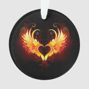 Cœur d'ange de feu avec des ailes