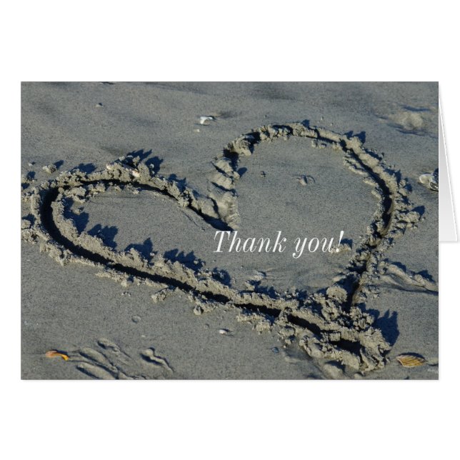 Coeur Dans La Carte de remerciements De Sable (Devant Horizontal)