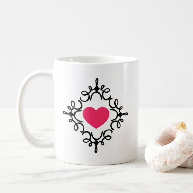 Coeur dans la Mug de café cadre (Avec donut)