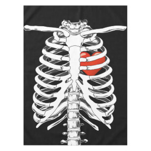 Coeur dans la nappe squelettique de Halloween de