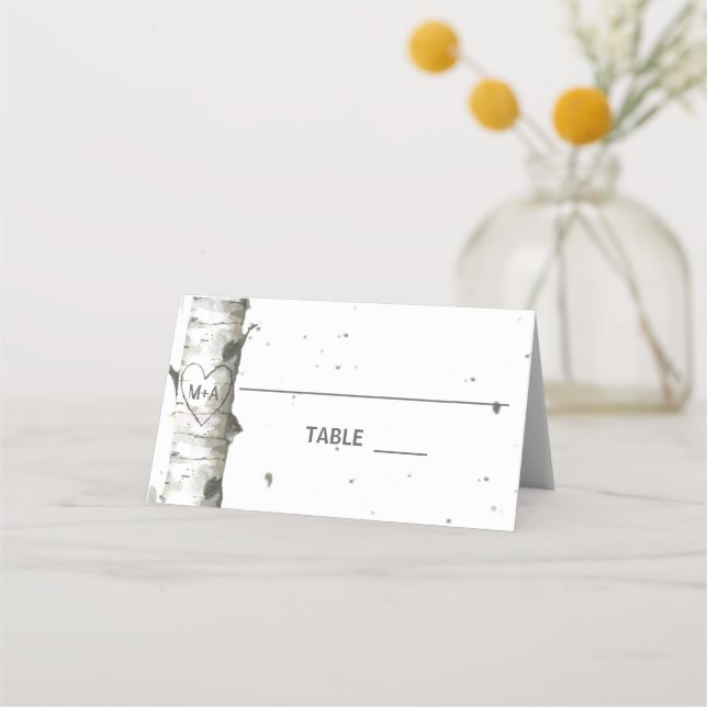 Coeur dans l'arbre avec initiales Mariage Cartes d (Devant)