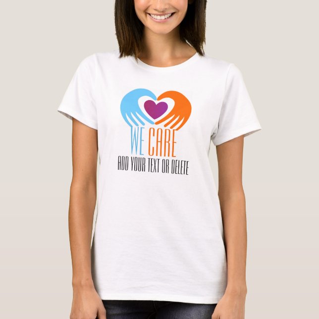 Coeur dans les mains Nous nous soucions T-shirt -  (Devant)