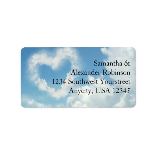 Coeur dans les nuages, amour romantique de ciel étiquette d’adresse