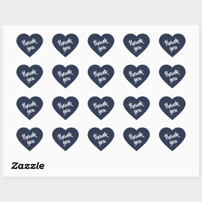 Cœur Dark Midnight Blue Thank You Heart Sticker (Feuille)