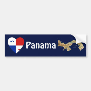 Coeur de bannières du Panama + Sticker de pare-cho