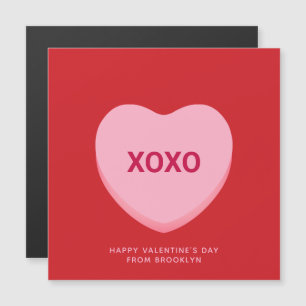 Coeur de conversation rose rouge XOXO carte Saint