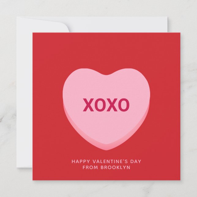 Coeur de conversation rose rouge XOXO carte Saint  (Devant)