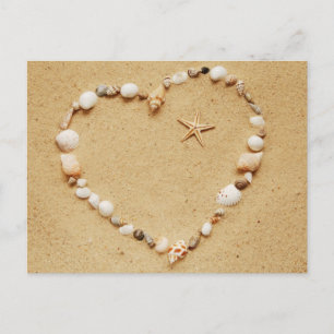 Coeur de coquillage avec carte postale Starfish