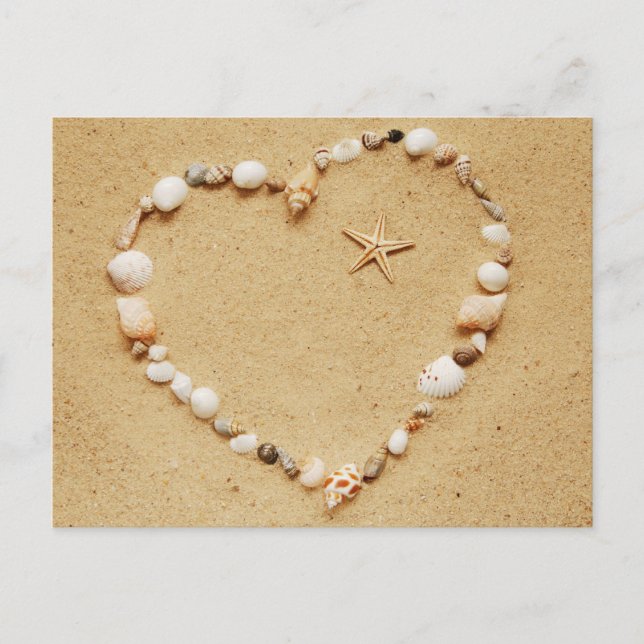 Coeur de coquillage avec carte postale Starfish (Devant)
