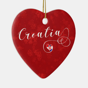 Coeur de Croatie, Ornement Arbre de Noël, Croate