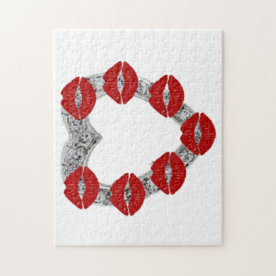 Cœur de diamant de puzzle avec des baisers