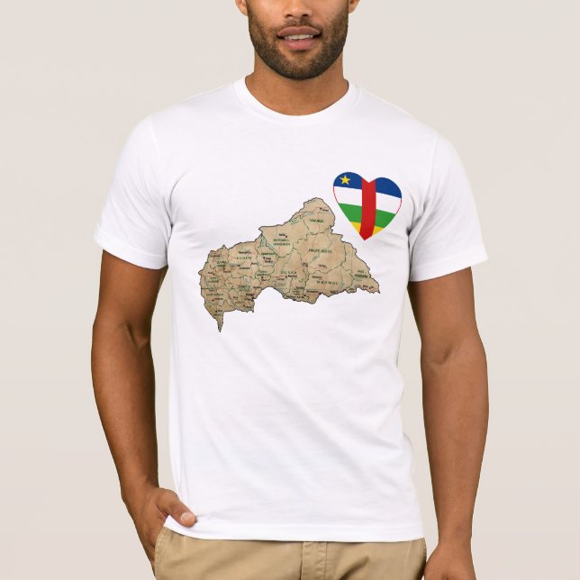 Coeur de drapeau de Centrafrique et T-shirt de (Devant)