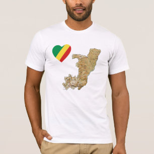 Coeur de drapeau de Congo-Brazzaville et T-shirt