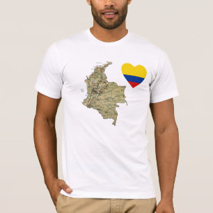 Coeur de drapeau de la Colombie et T-shirt de