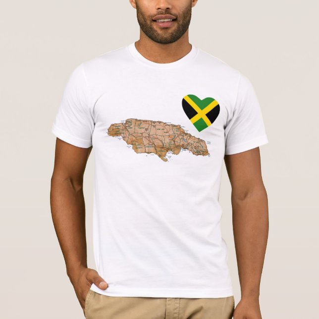 Coeur de drapeau de la Jamaïque et T-shirt de (Devant)
