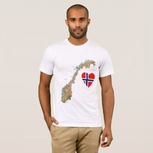 Coeur de drapeau de la Norvège et T-shirt de cart