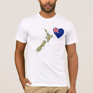 Coeur de drapeau de la Nouvelle Zélande et T-shirt