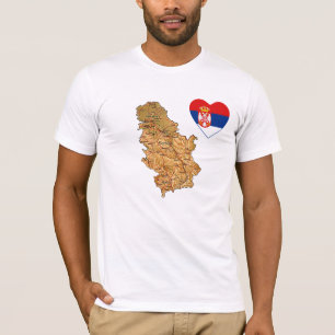 Coeur de drapeau de la Serbie et T-shirt de carte