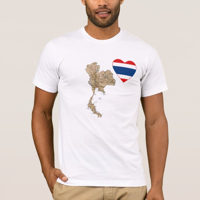 Coeur de drapeau de la Thaïlande et T-shirt de (Devant)