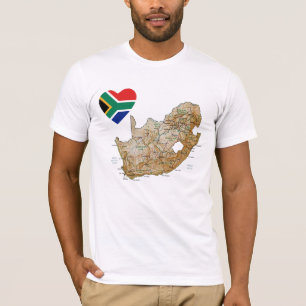 Coeur de drapeau de l'Afrique du Sud et T-shirt de