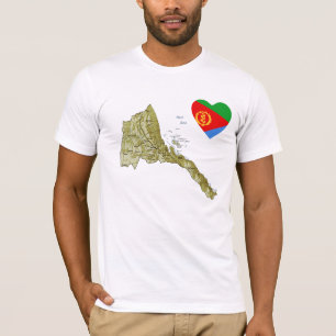 Coeur de drapeau de l'Érythrée et T-shirt de car