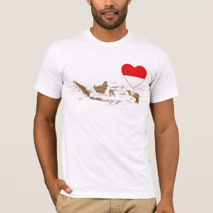 Coeur de drapeau de l'Indonésie et T-shirt de