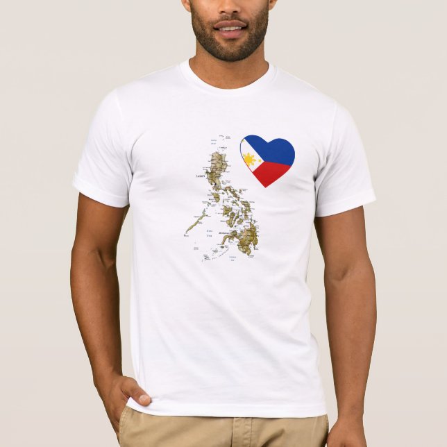 Coeur de drapeau de Philippines et T-shirt de (Devant)