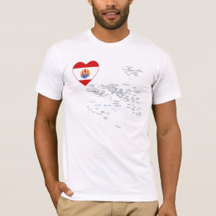 Coeur de drapeau de Polynésie française et T-shirt