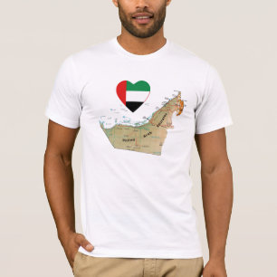 Coeur de drapeau des EAU et T-shirt de carte