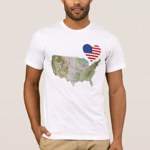Coeur de drapeau des Etats-Unis et T-shirt de