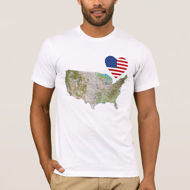 Coeur de drapeau des Etats-Unis et T-shirt de (Devant)