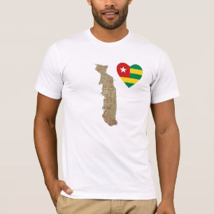 Coeur de drapeau du Togo et T-shirt de carte
