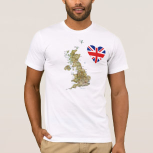 Coeur de drapeau et T-shirt BRITANNIQUES de carte