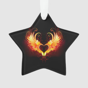 Cœur de feu d'ange avec des ailes