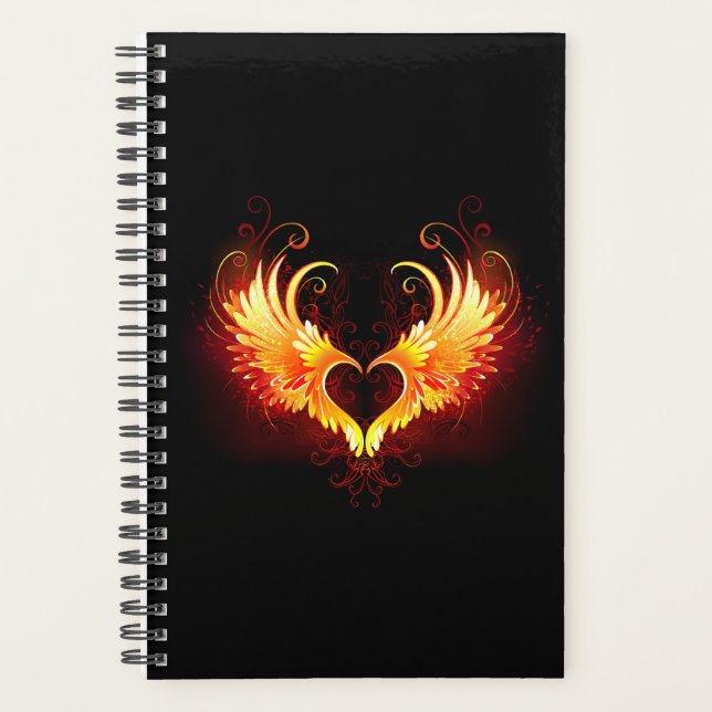 Cœur de feu d'ange avec des ailes (Devant)