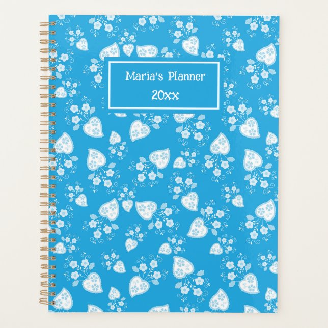 Coeur de fleur bleu avec fleurs motif (Devant)