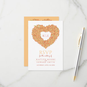 Coeur de fleur de tulipe monogramme orange RSVP ma
