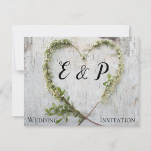 Cœur de fleurs élégant mariage rustique en écorce 