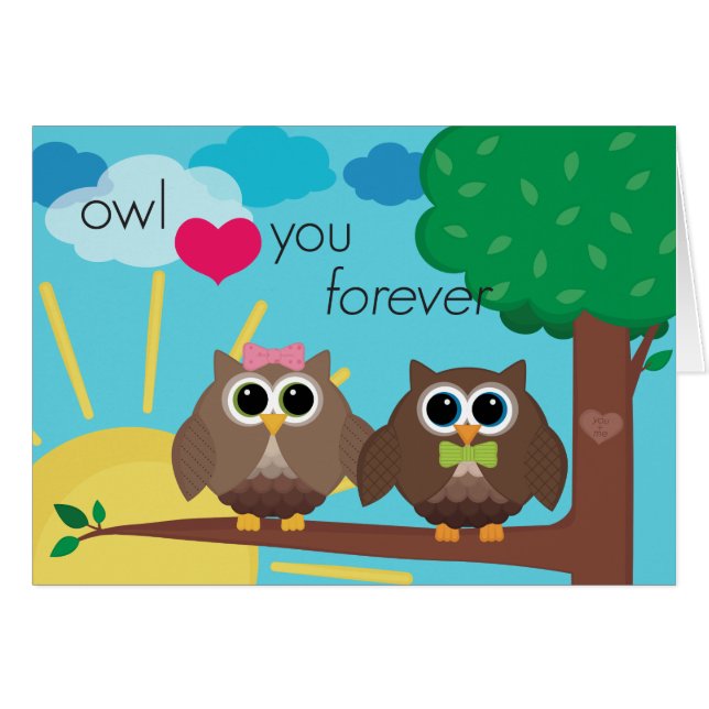 Coeur de hibou vous pour toujours (Devant horizontal)