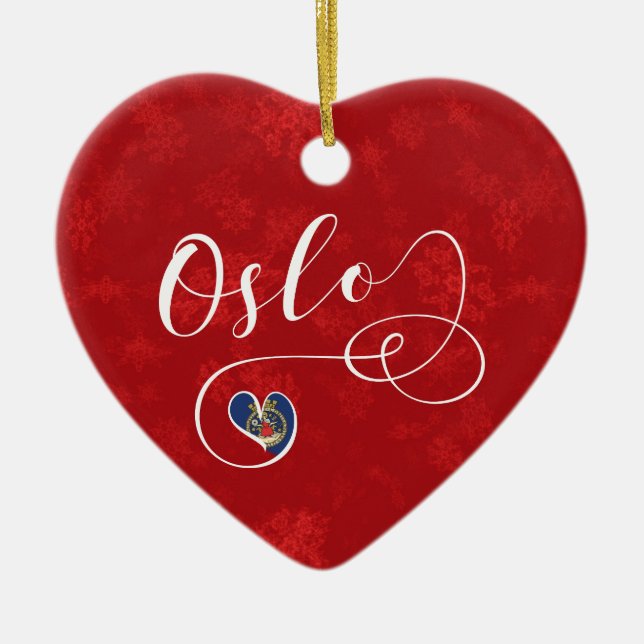 Coeur de la Norvège Oslo, ornement d'arbre de Noël (Devant)