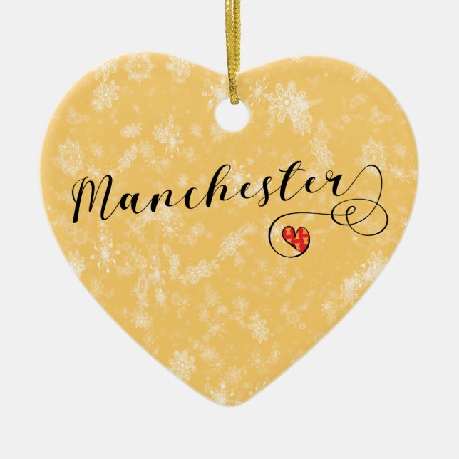 Coeur de Manchester, ornement d'arbre de Noël (Devant)
