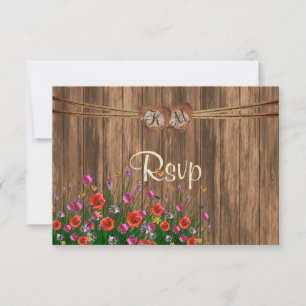 Coeur de monogramme de RSVP avec des fleurs