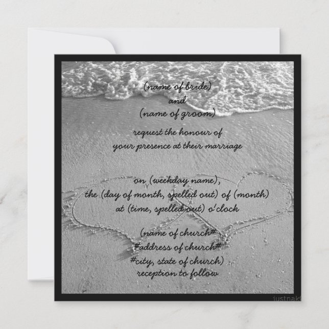 coeur de plage bw i Invitation (Devant)