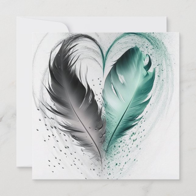 Coeur de plumes - Turquoise (Devant)