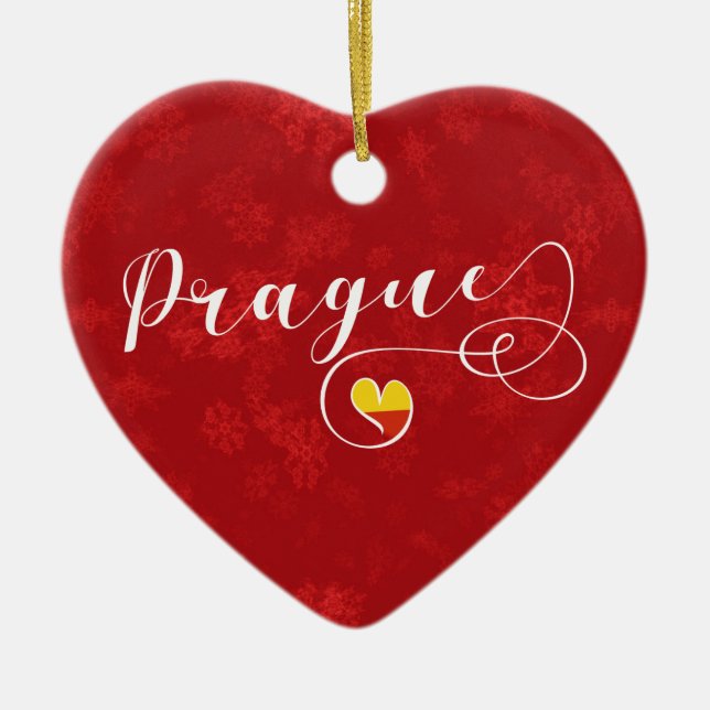 Coeur de Prague, Ornement Arbre de Noël, Tchèque (Devant)