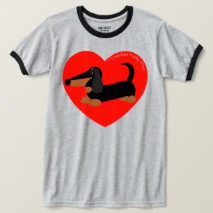 Coeur de rouge de T-SHIRT de teckel