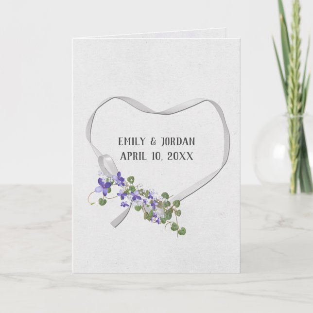 Coeur de ruban mariage avec carte bouquet Ivy (Devant)
