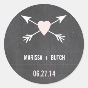 Coeur de tableau noir + Stickers de mariage fléché