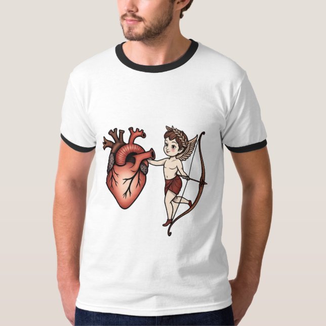 Coeur de tatouage traditionnel et T-shirt croustil (Devant)